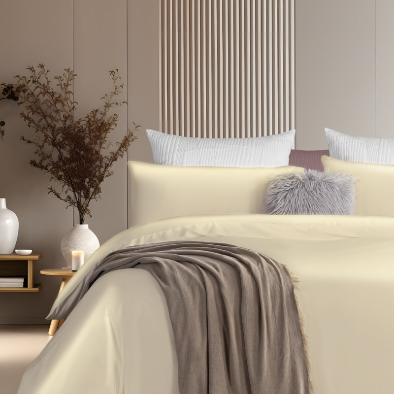 Silky TENCEL Duvet Cover, Queen Duvet Cover + 2 Standard Pillowcases, Champagne