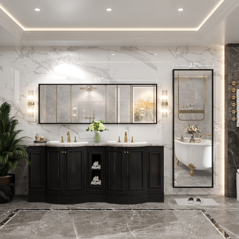 Miroir de salle de bain mural, 65 po x 22 po