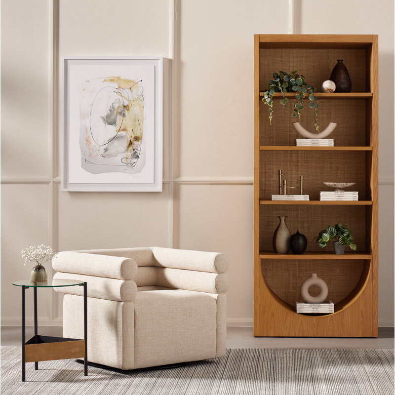 Evie Swivel Chair-Hampton Cream, Cream Polyester Blend