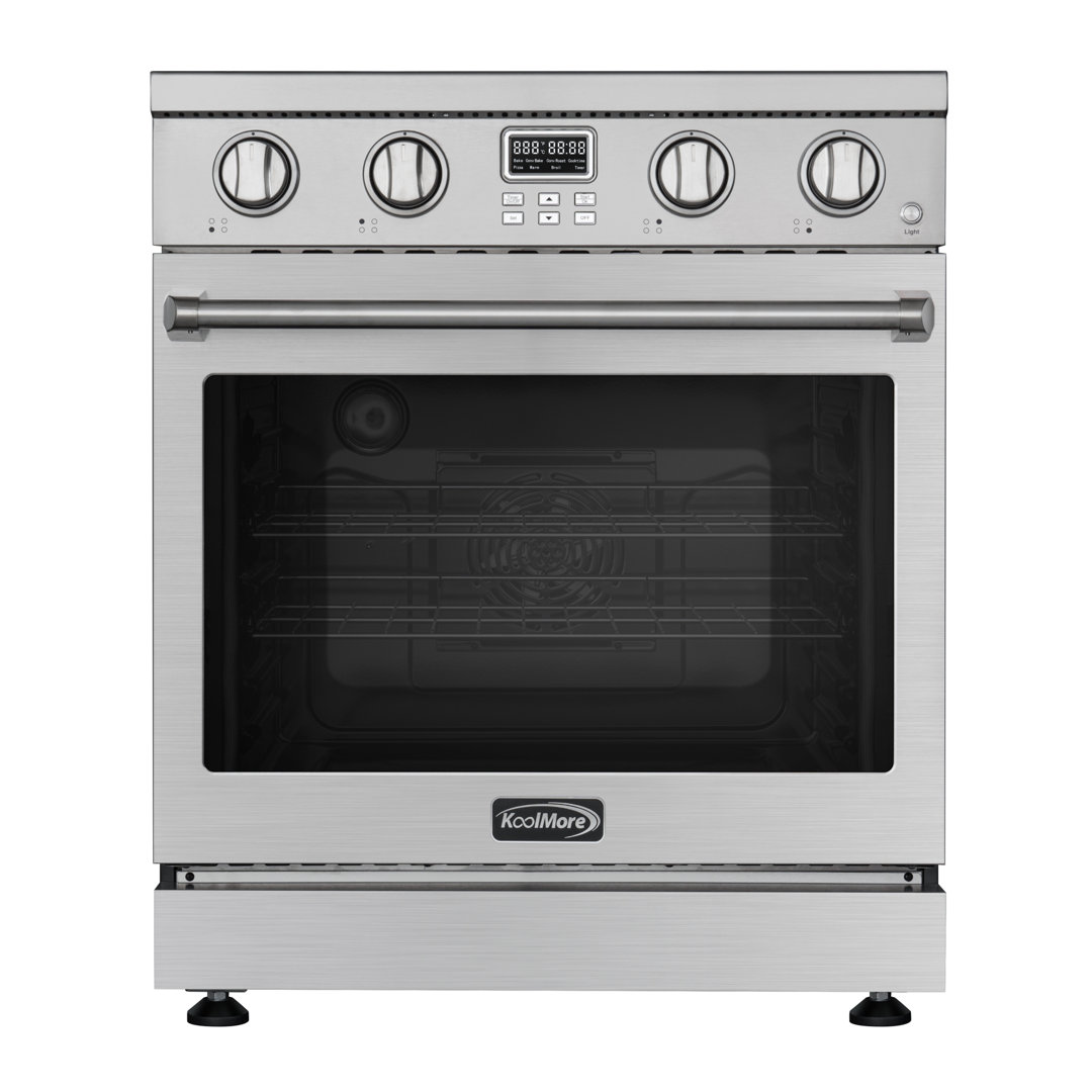 KoolMore 30" 4.8 Cubic Feet Smart Free Standing Range with 4 Burners KoolMore
