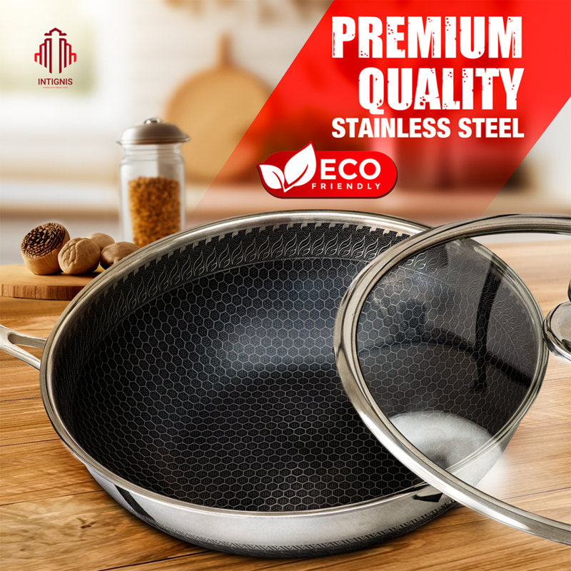 Latitude Run Non-Stick Stainless Steel Wok with Lid