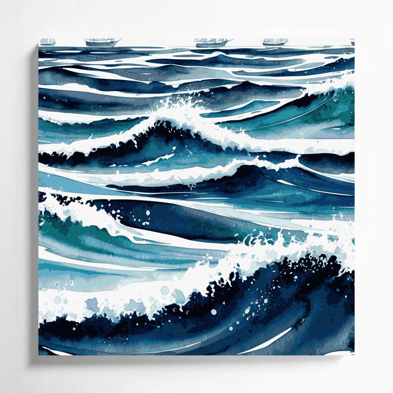 «Nautical Ocean blues», art mural sur toile bleue, H 12 po x l 12 po