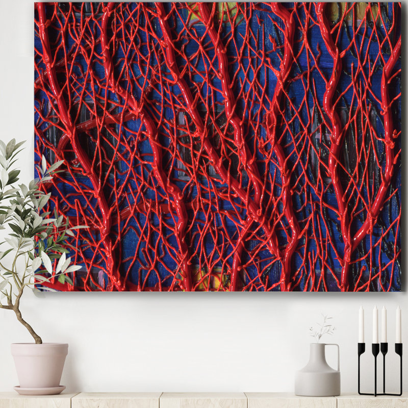 Red Tree Branches Context - reproduction d'art sur toile, Toile tendue, H 24 po x l 32 po x P 1 po