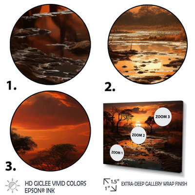 «African Sunset Oasis I», reproduction sur toile