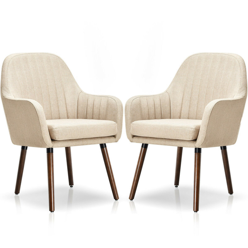 Brownett 24.5" Wide Tufted Armchair, Lin beige