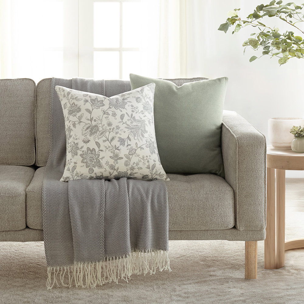 Rodanthe 20" x 20" Cotton Throw Pillow, Gray