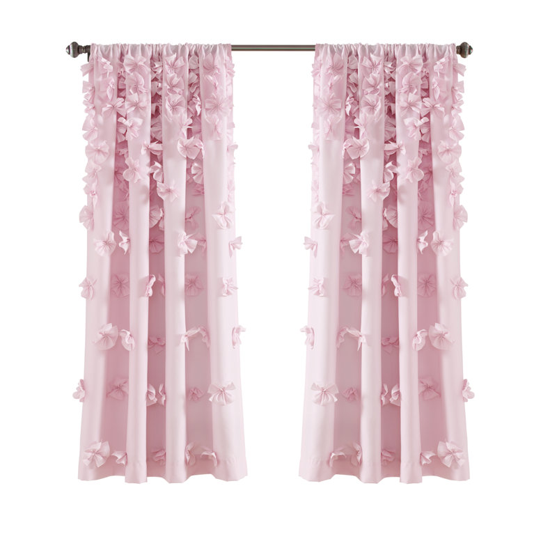 Lilac Polyester Sheer Rod Pocket Window Panel with Bow Details