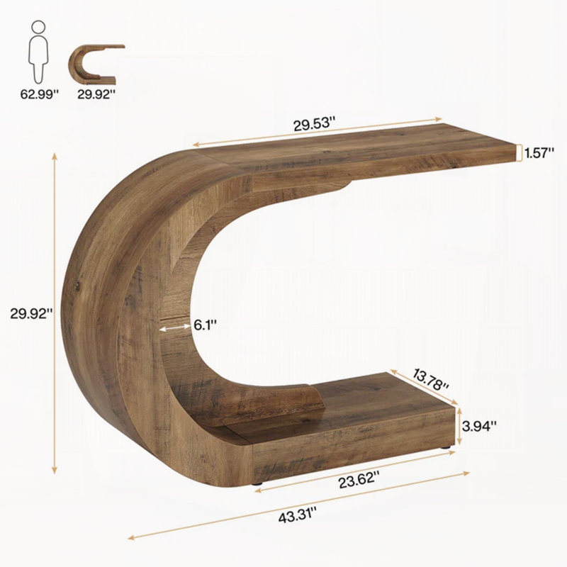 Table de couloir contemporaine, console moderne, table basse en forme de C