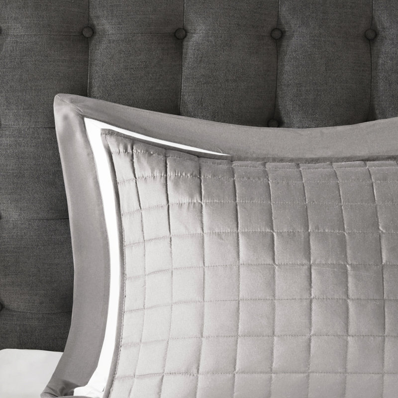 8 pièces lit double gris - option de literie de luxe, Gris, Édredon double et 5 pièces supplémentaires