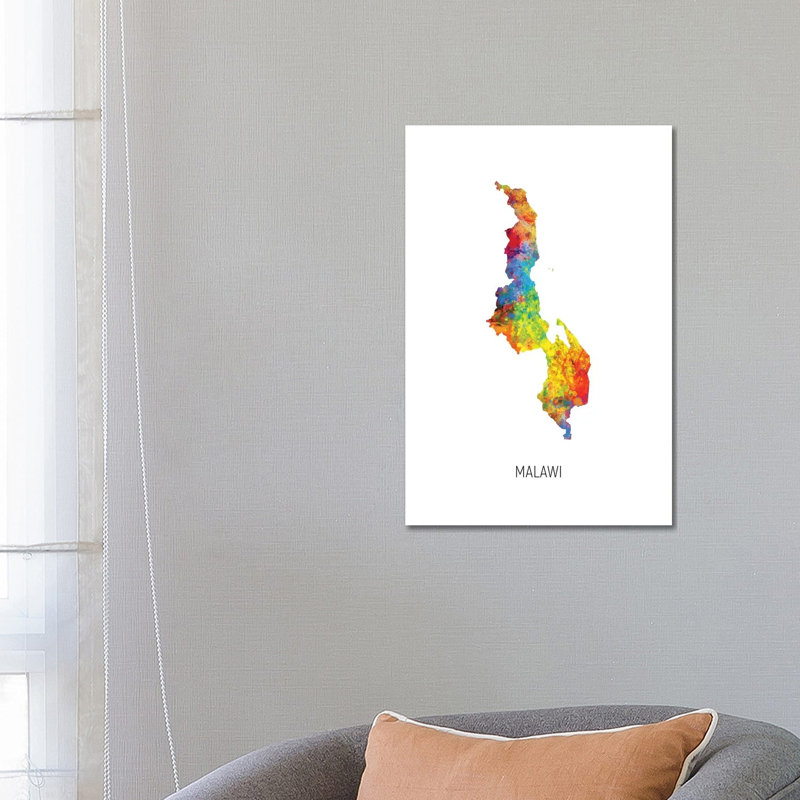 Malawi Map by Michael Tompsett - Wrapped Canvas Gallery-Wrapped Canvas Giclée, 66.04 cm H x 45.72 cm W x 3.175 cm D