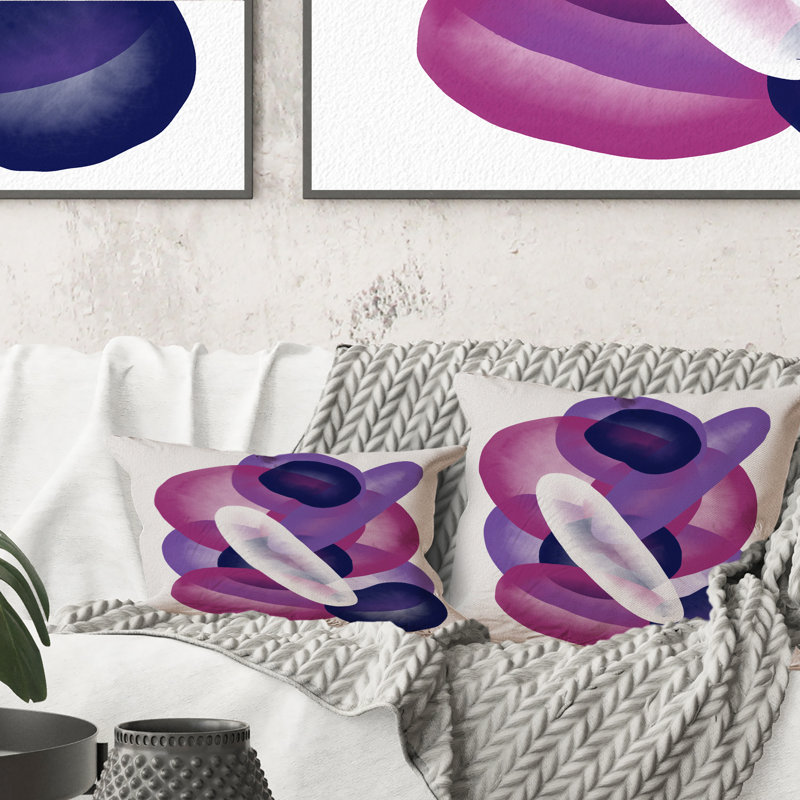 Minimaliste, formes mauves et blanches - Coussin décoratif imprimé moderne, 16 po x 16 po