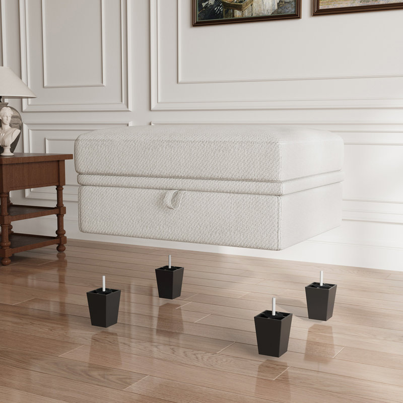 Januelle Bujesily Chenille 28.7'' Storage Ottoman Seat Module, Beige