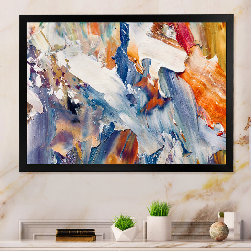 Peinture abstraite colorée "Strokes", reproduction d'art sur toile, Cadre noir, H 8 po x l 12 po x P 1 po