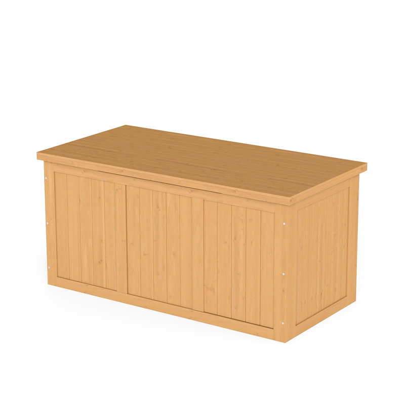 112 Gallon Outdoor Deck Box With Seat And Table Top - Ideal For Patio, Porch, Or Poolside Organization Storage In Environments Poolside, Garden Stylish Solid Wood Dual-Purpose Use