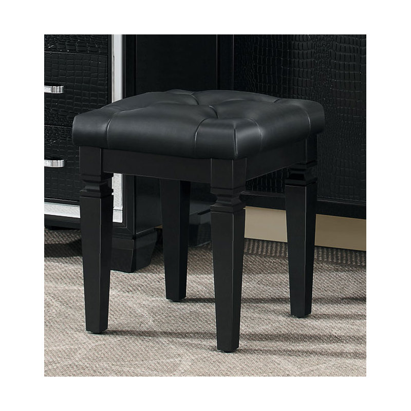 Solid + Manufactured Wood Accent Stool, Black