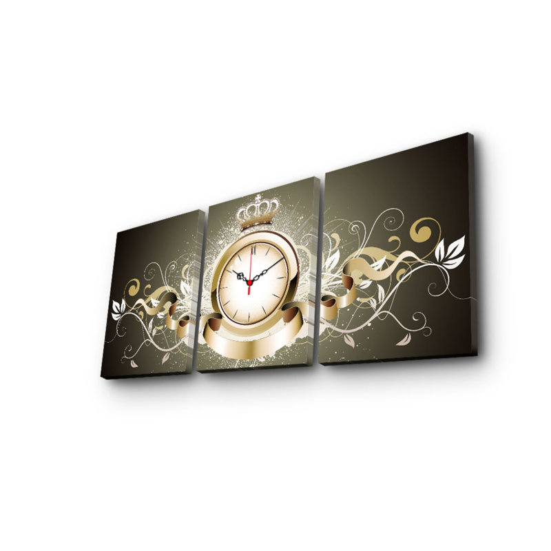 Elegant 3-Piece Decorative Canvas Wall Clock Set, Suede Canvas, Total Size: 37.8 x 15.7 inches | Sturdy 100% Wooden Frame, Thickness: 1.2 inches | Perfect for Home Decor & Modern Interiors, Unique Design