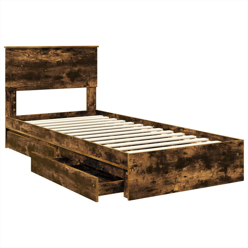Bed, Small Single (2'6), Smoked Oak