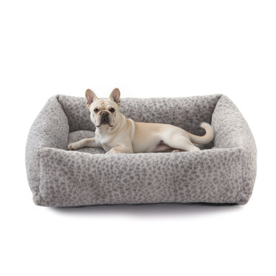 Vintage Leopard Print Calming Pet Bed – Soft Orthopedic Dog & Cat Bed, Cozy Anti-Anxiety Rectangle Pet Cushion For Indoor Sleeping And Lounging