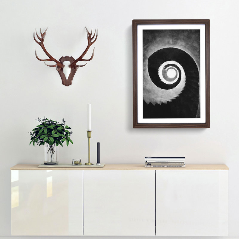 Spiral Staircase Abstract Painting - Picture Frame Graphic Art, 33cm H x 24cm W x 2cm D, Walnut Framed