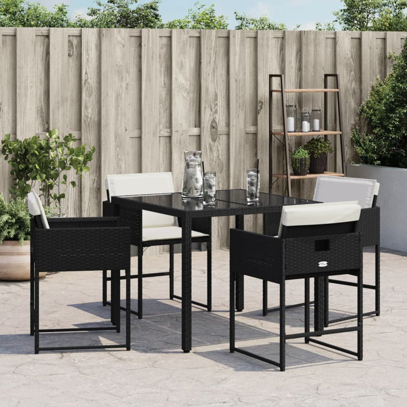 Chaises de patio avec coussins 4 pièces Dovecove, Noir/crème