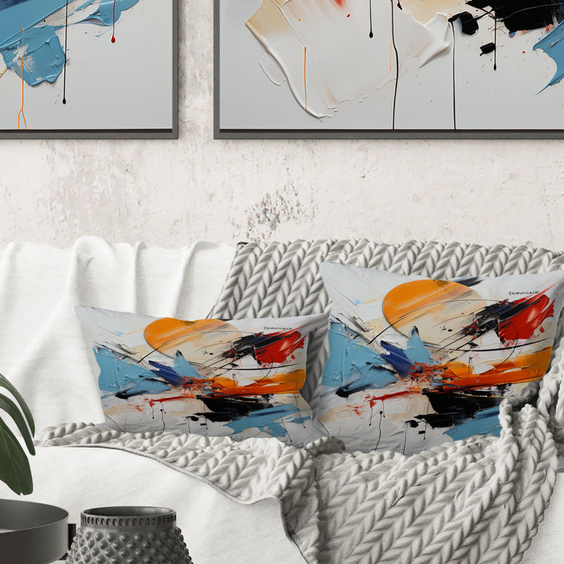 Coussin Cerulean de la fragilité de la sagesse abstraite III - Coussin décoratif avec peinture abstraite