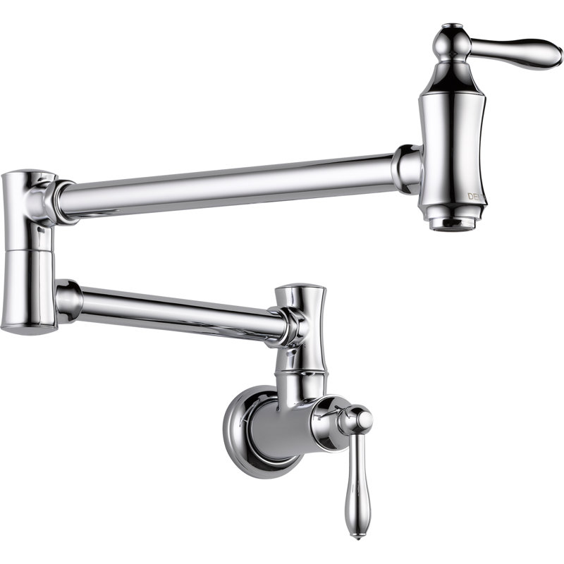 Robinet remplisseur mural traditionnel pour la cuisine de style campagnard, Chrome chrome