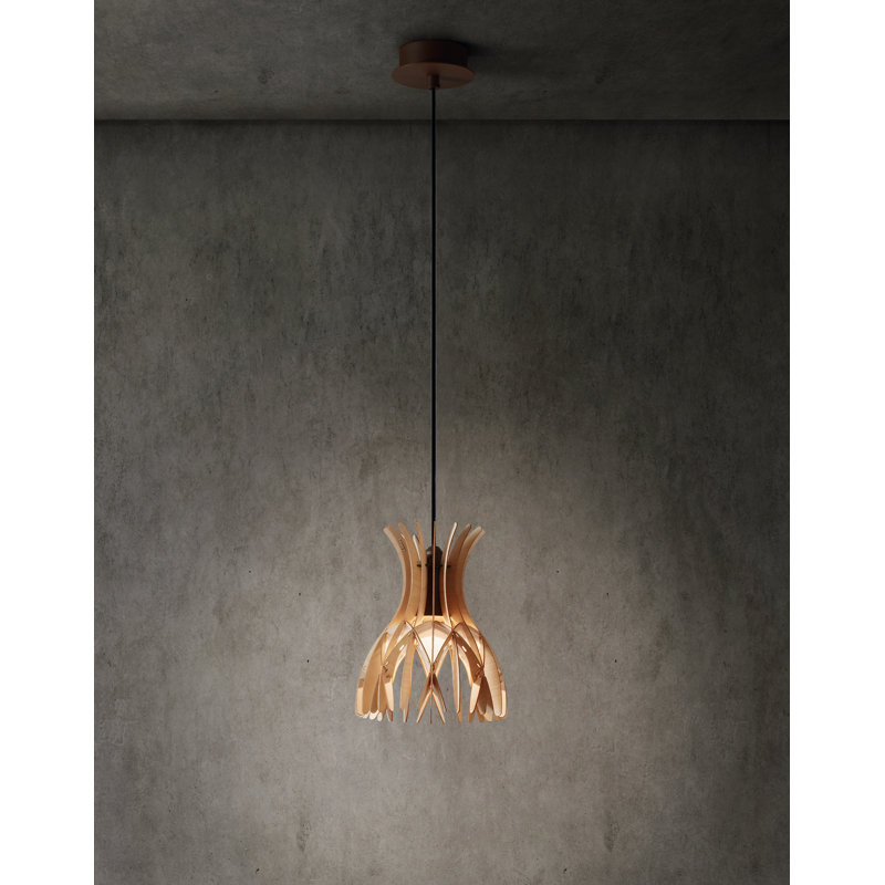 Brown Mini Aluminum and Wood LED Pendant Light