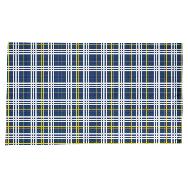 Nappe en mélange de coton à carreaux, Bleu marine / or / blanc