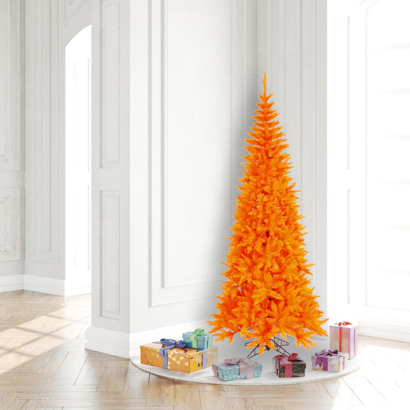 Orange Fir Artificial Fir Christmas Tree, 6.5' H x 34" W