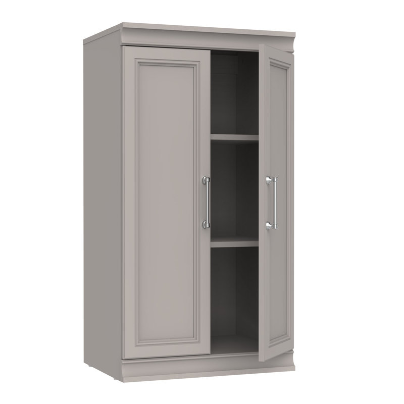 Modular Storage 21.38" W 3 Shelf Storage with Doors, Grey