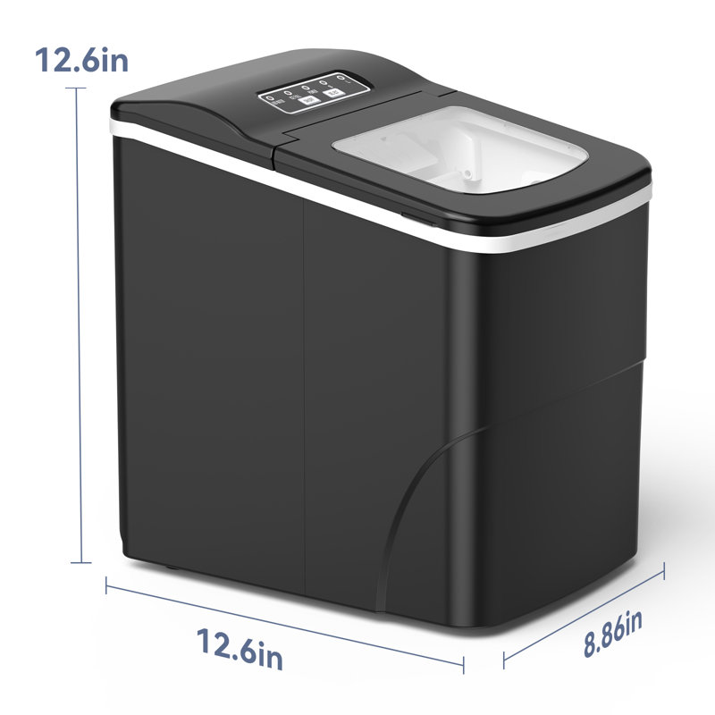 26 Lb. lb. Daily Production Bullet Ice Countertop Ice Maker,9 Bullet Ice Cubes Ready in 8 Mins, Black