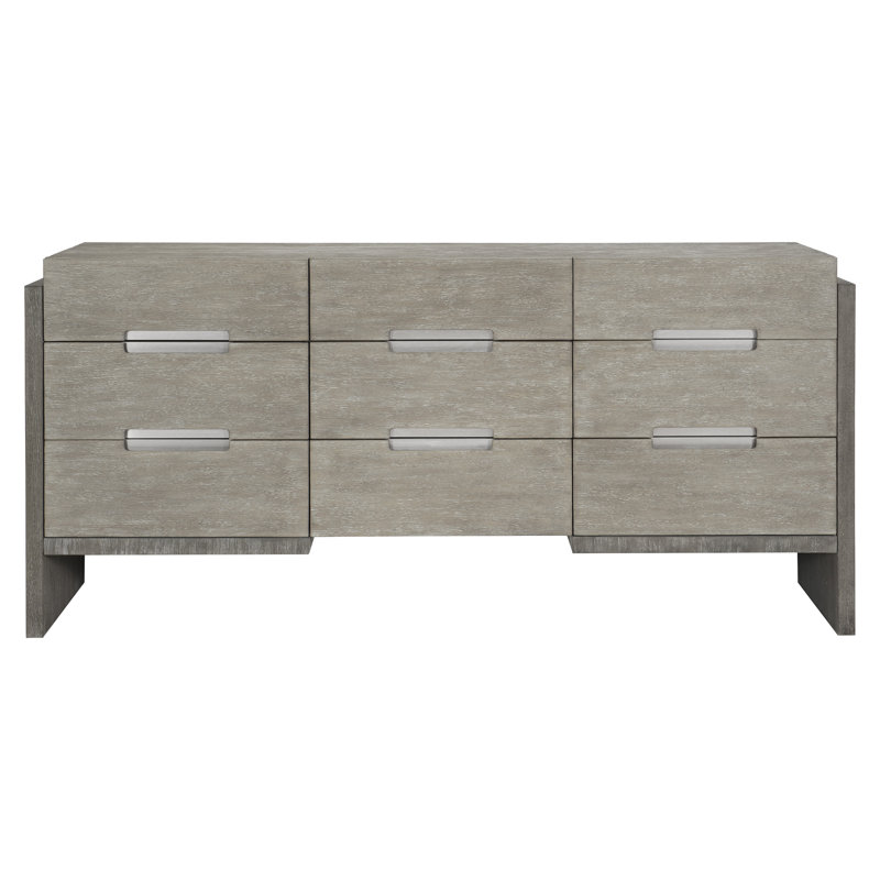 Transitional Brown Acacia 9-Drawer Soft Close Dresser