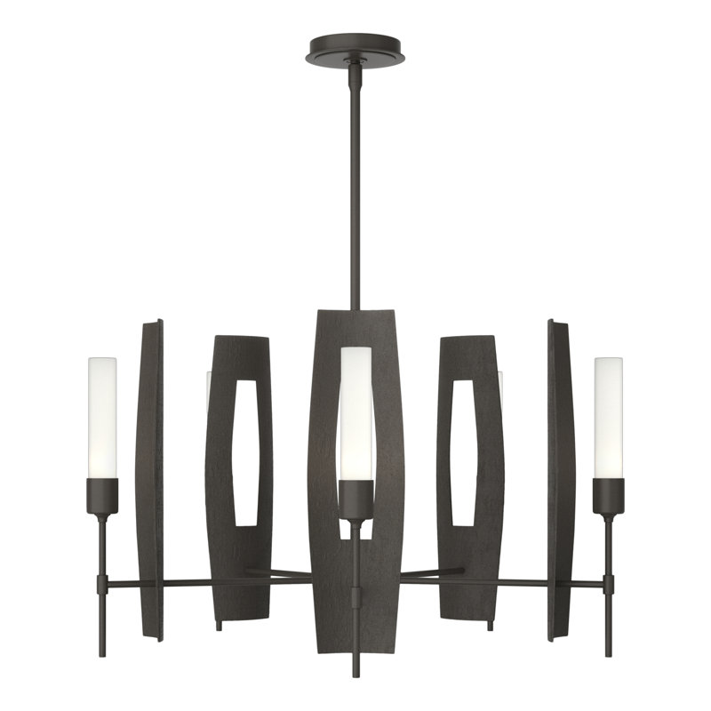 Passage 5 - Light Wagon Wheel Chandelier, Frosted Glass, Dark Smoke