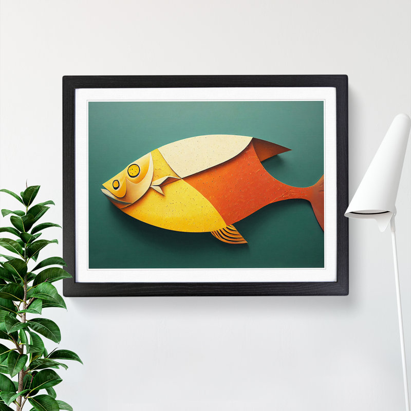 XH1022-6607X Fish Vol.4 - Single Picture Frame Painting, 46cm H x 64cm W x 2cm D, Black