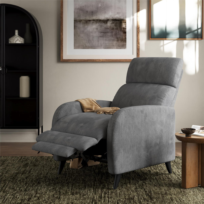 Bagtas Pushback Recliner, Gray Corduroy