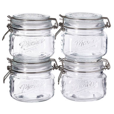 Mason Craft and More 4-Piece European Glass Canister Set with Acacia Wood  Lids TTU-B9021-EC - The Home Depot