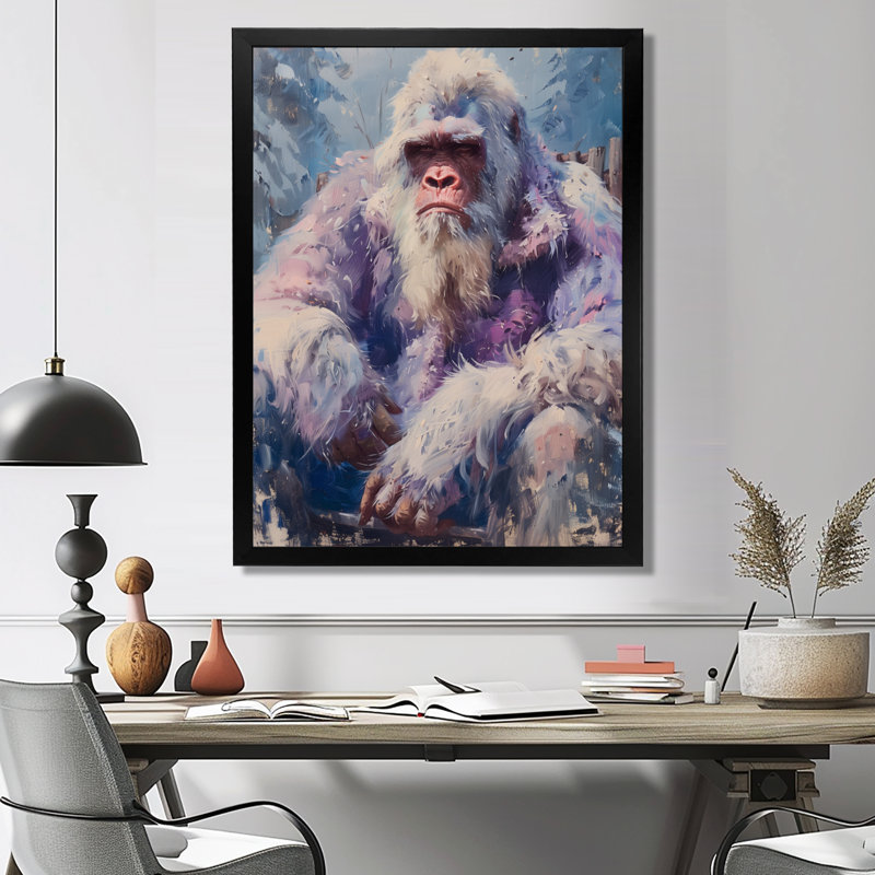 Rose, gris, été, Sasquatch Sanctuary II - Bigfoot, art mural, salon, Toile encadrée noire simple