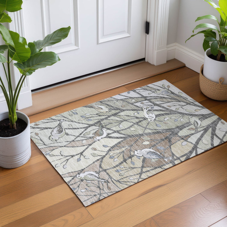 Machine Washable Indoor/Outdoor Bourkelands ACN2336 Botanical Rug