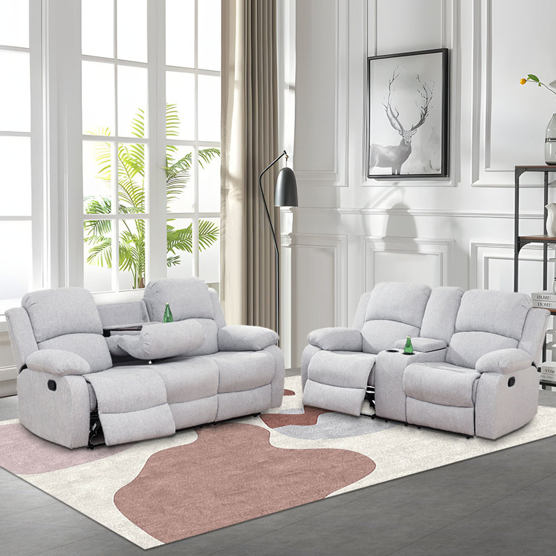 Keayra Upholstered Recliner, Gray White Microfiber