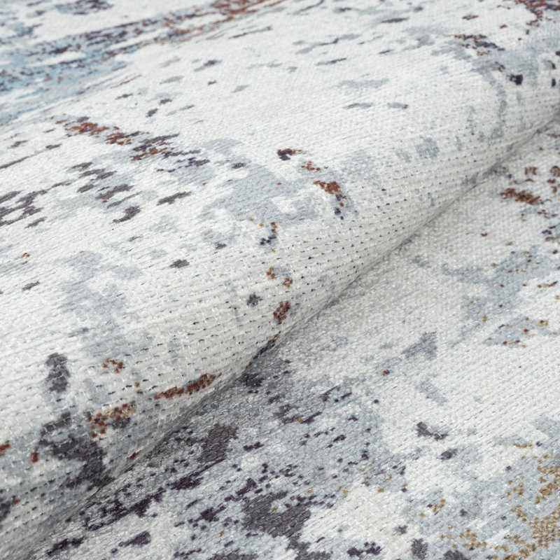 GLN Rugs Contemporary Collection - Machine Washable Modern Area Rug, Contemporary Washable Rug, Non Slip Area Rug, Abstract Living Room Rug, Bedroom Rug, Bathroom Rug (Gray Rug)