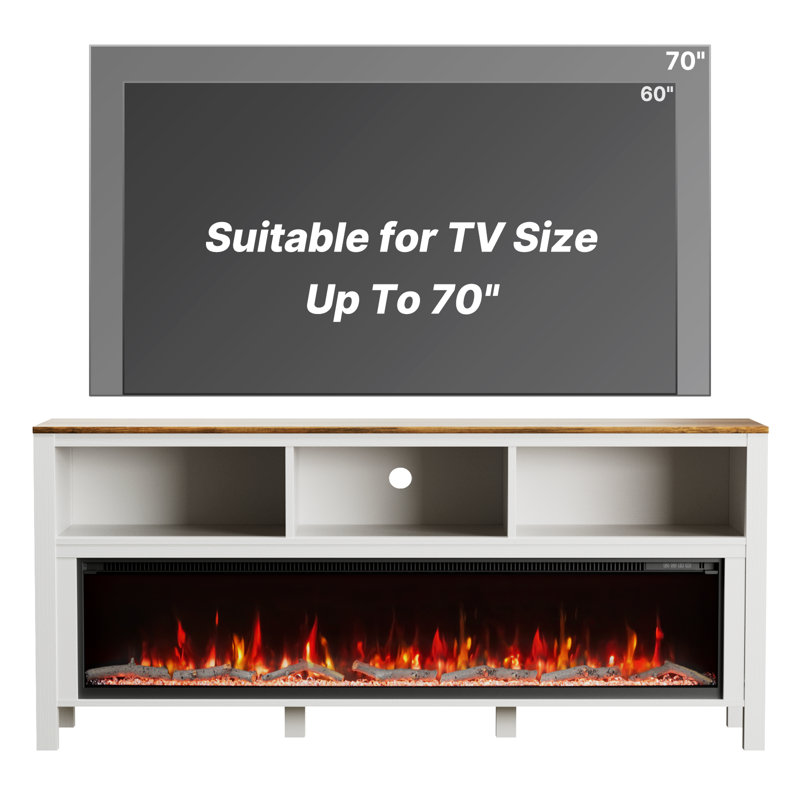 Unfinished TV Stand with Fireplace Included, 65"