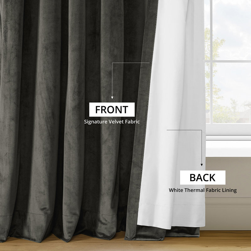 Olivia Velvet Blackout Curtain (1 Panel), Gunmetal Gray, 50" W x 84" L