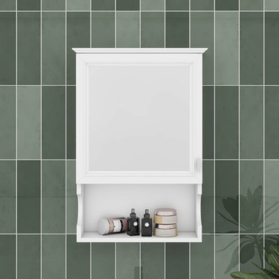 Armoire à pharmacie murale de 20 po avec miroir, armoire de rangement murale avec tablettes réglables et espace ouvert