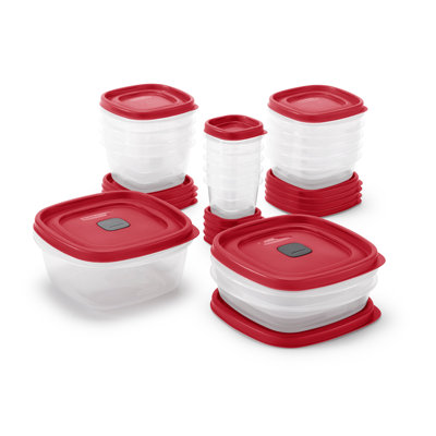 Rubbermaid Vented Easy Find Lid Food Storage Container, 34 Piece Set, Racer Red