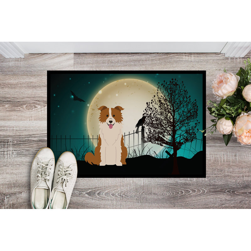 Tapis d'extérieur Ermond Halloween, Fauve / blanc, Rectangle 2 pi x 3 pi