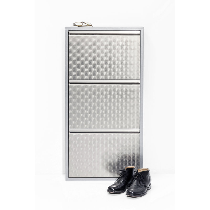 Shoe Container Caruso for 6 Pair of Shoes, Silver
