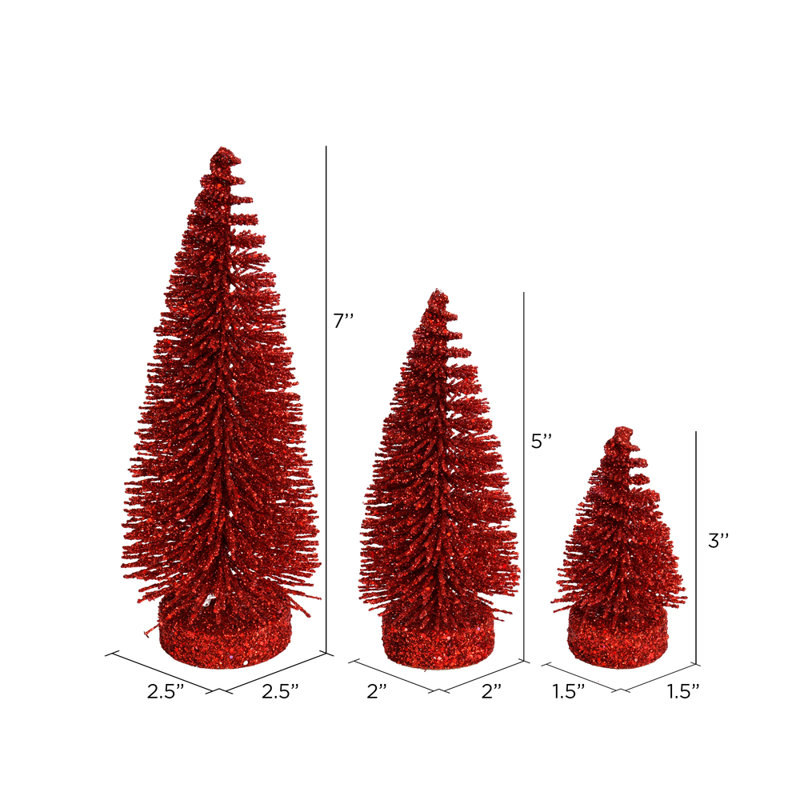 Ensemble de 3 arbres de Noël artificiels en forme de pin 3 à 5 po à 7 po