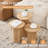 3-Piece Round Coffee Table Set, Small Nesting Tables with Fluted Drum Base, Wood-Grain Veneer Top, Natural-924551555