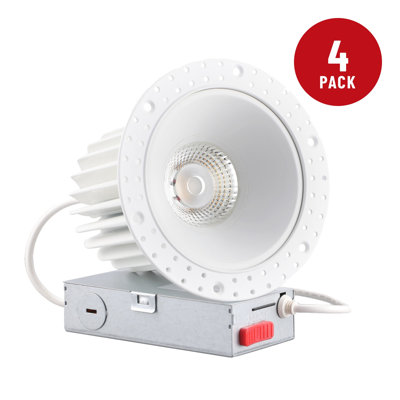 4" 5CCT LED Recessed Lights with J-Box, Dimmable Round Trimless Downlight, Deep Baffle Trim, Mud-in, Plaster-in, Anti-Glare, 20W Aluminum Ceiling Lights for Living Room, Kitchen, Bedroom
