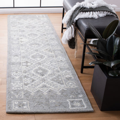 Tapis géométrique en coton touffeté à la main avec micro-boucle